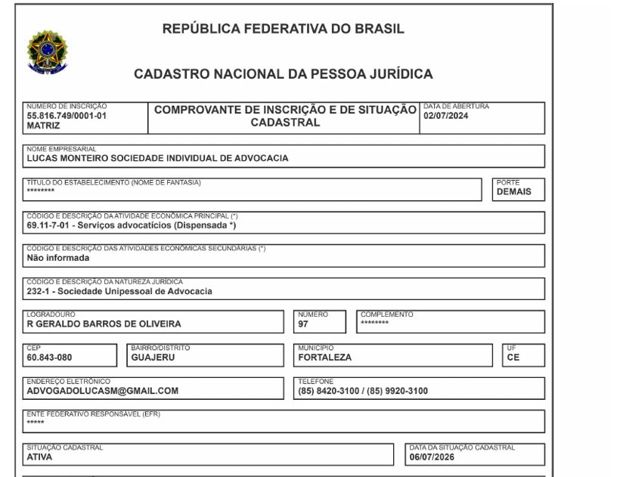 Cartão CNPJ do escritório