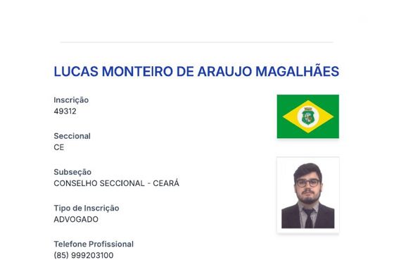 Consulta pública OAB de Lucas Monteiro